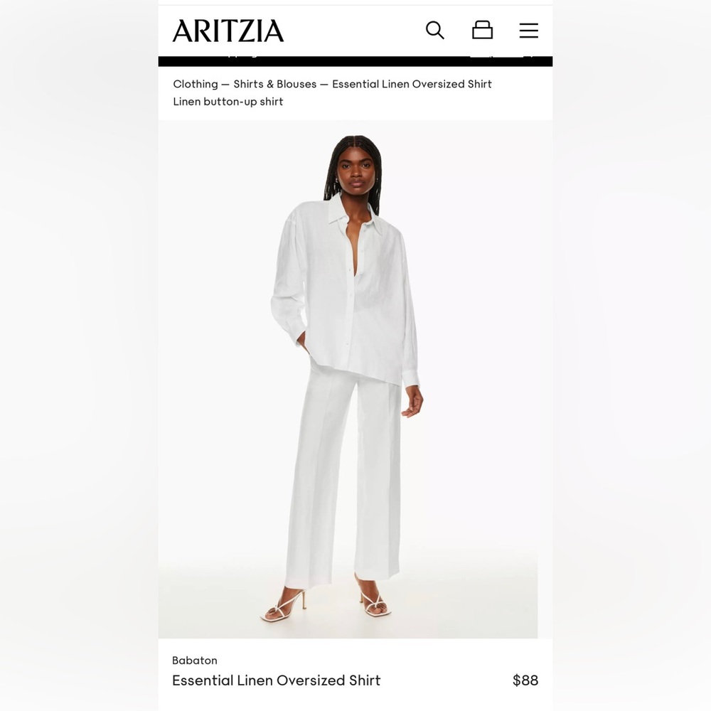 Babaton Essential Linen Oversized Shirt - Size Small